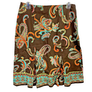 Y2K Skirt Size 6 Harolds Brown Aqua Blue Paisley Print Vintage Boho Fairy Grunge
